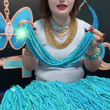 250610-15 Sleeping Beauty Turquoise Bead Strand: Mini Aquarium Around the Neck