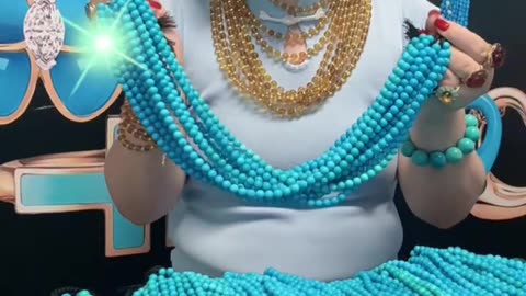 250610-15 Sleeping Beauty Turquoise Bead Strand: Mini Aquarium Around the Neck