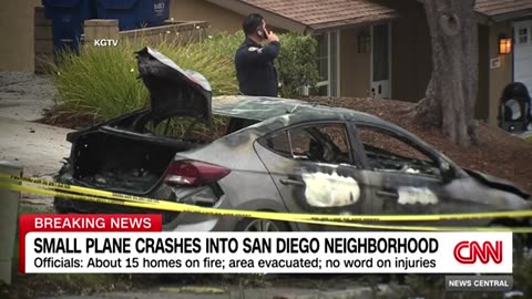 Business jet crashes into San Diego neighborhood, setting homes and cars on fire