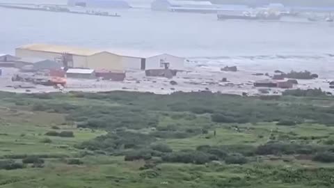 Tsunami crashes over coastline in Russia's Far East region