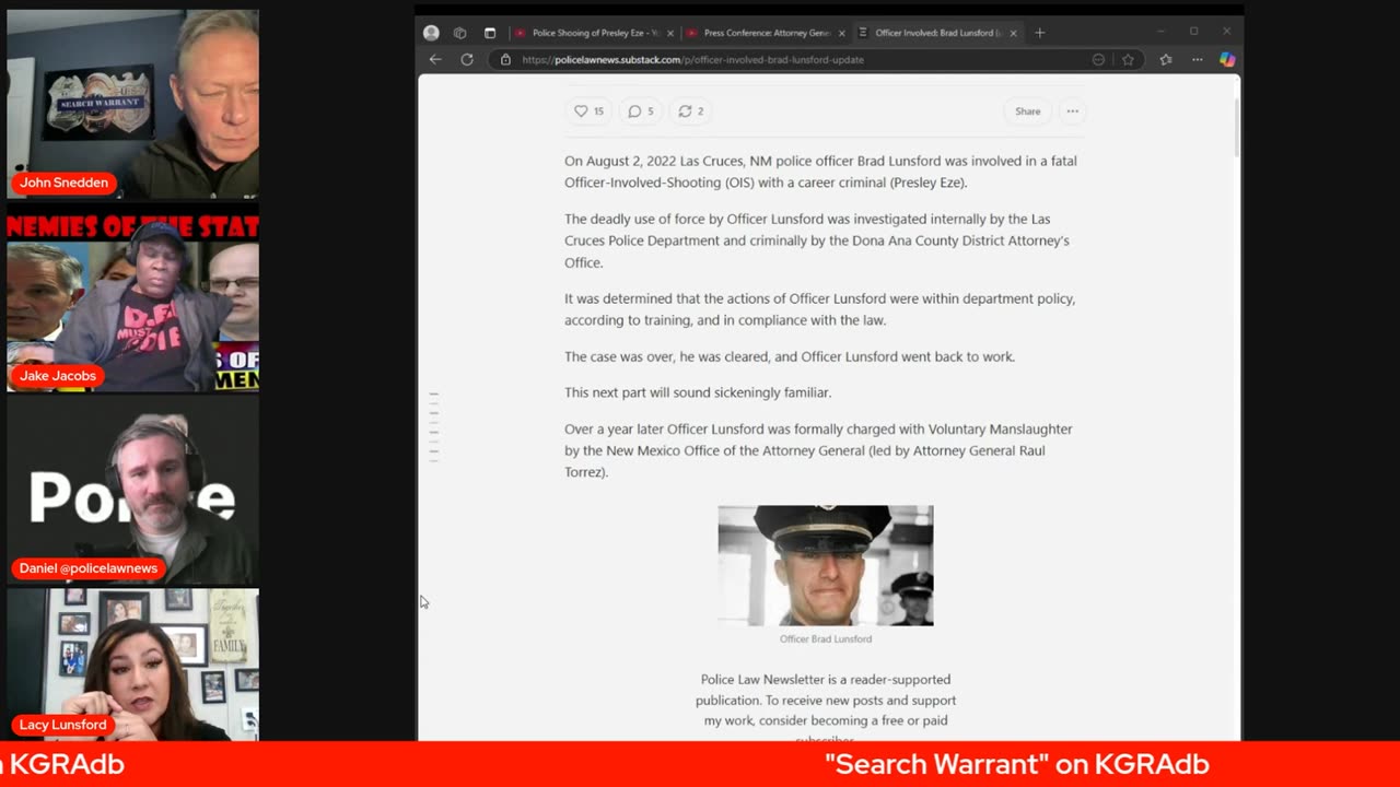 "Search Warrant" - Officer Brad #Lunsford #WrongfulProsecution