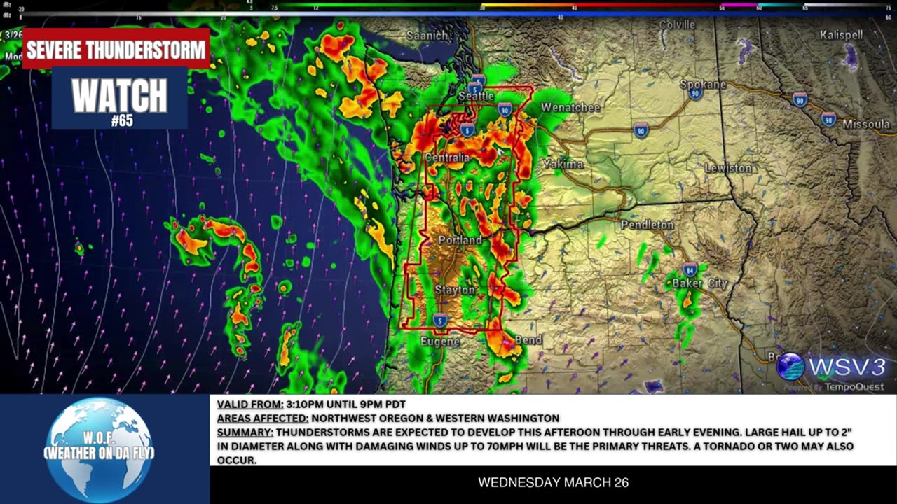 🌩️ Severe Thunderstorm Watch #65: NW USA Tonight! 3/26/25 #shorts #severeweather
