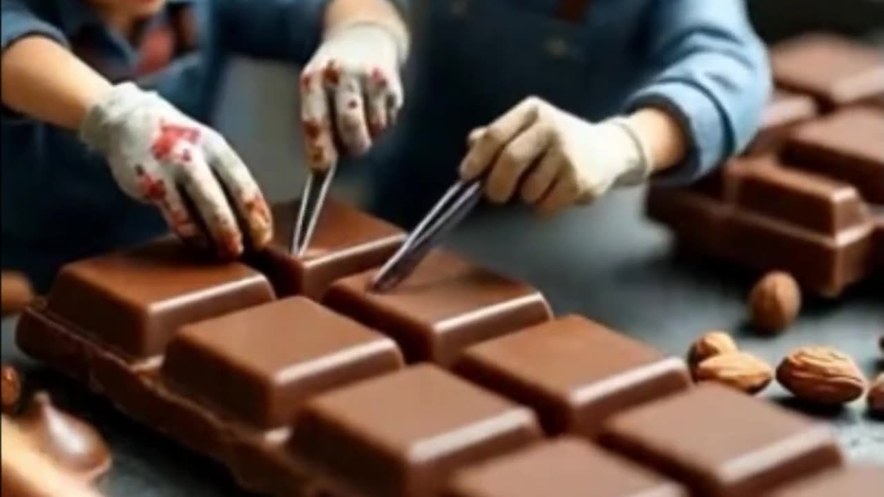 Tiny Workers Assembling Real Chocolate Bar