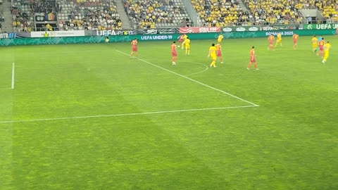 Vlad Danciutu very strong central forward (born 2006) FC Austin. Romania v Montenegro. UEFA Euro U19