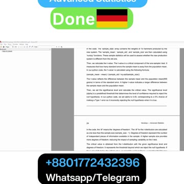 Student Work(Assessment) | DLMDSAS011 – Advanced Statistics | Applied Mathematics Program | IU