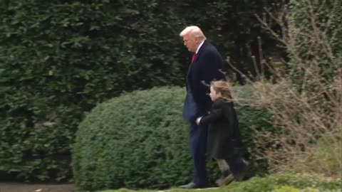 President Donald Trump and Elon Musk's son walk to Marine Force One in heart-warming video