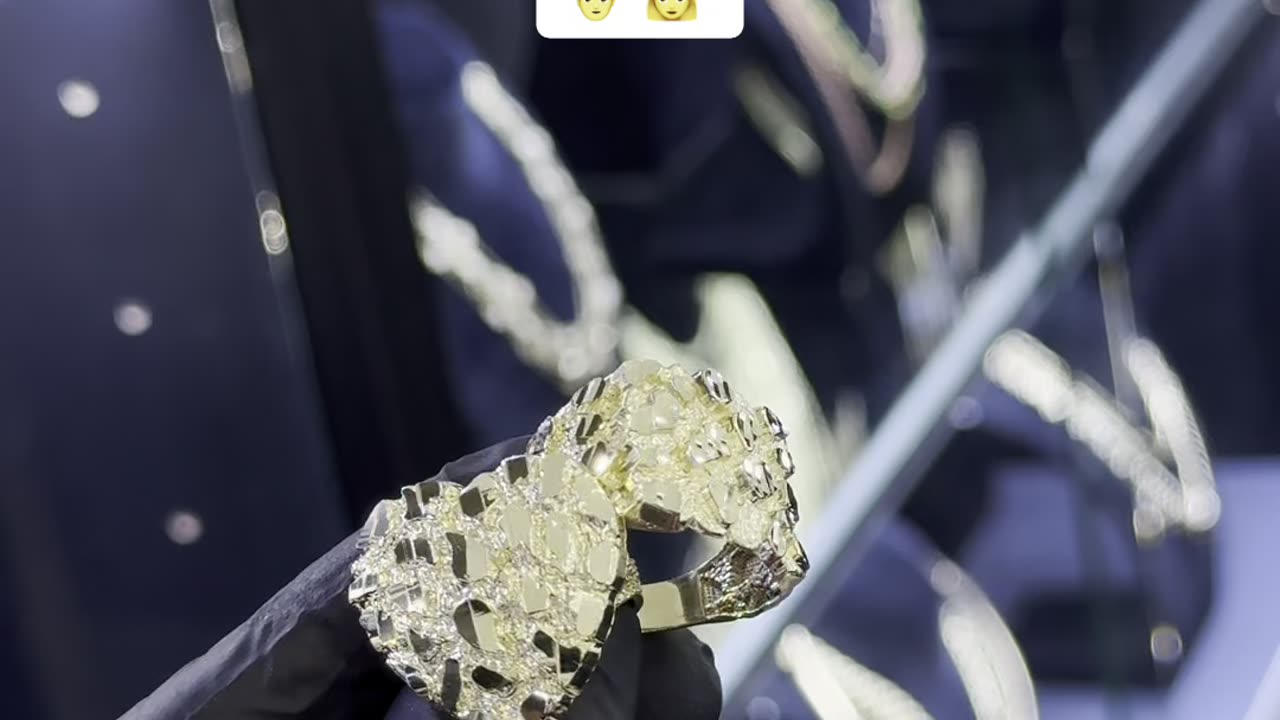 Gold His & Her’s Large Nugget Rings Set