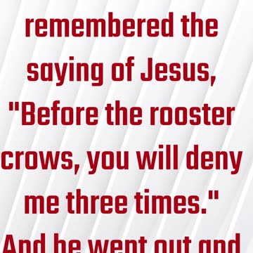 "Peter Remembers and Repents" Matthew 26:75 #shorts #shortvideo #youtubeshorts #youtube #ytshorts