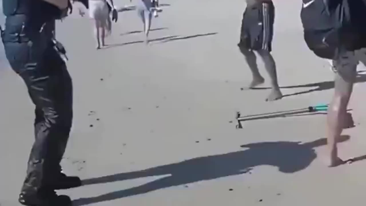 A migrant causing carnage on a British beach!