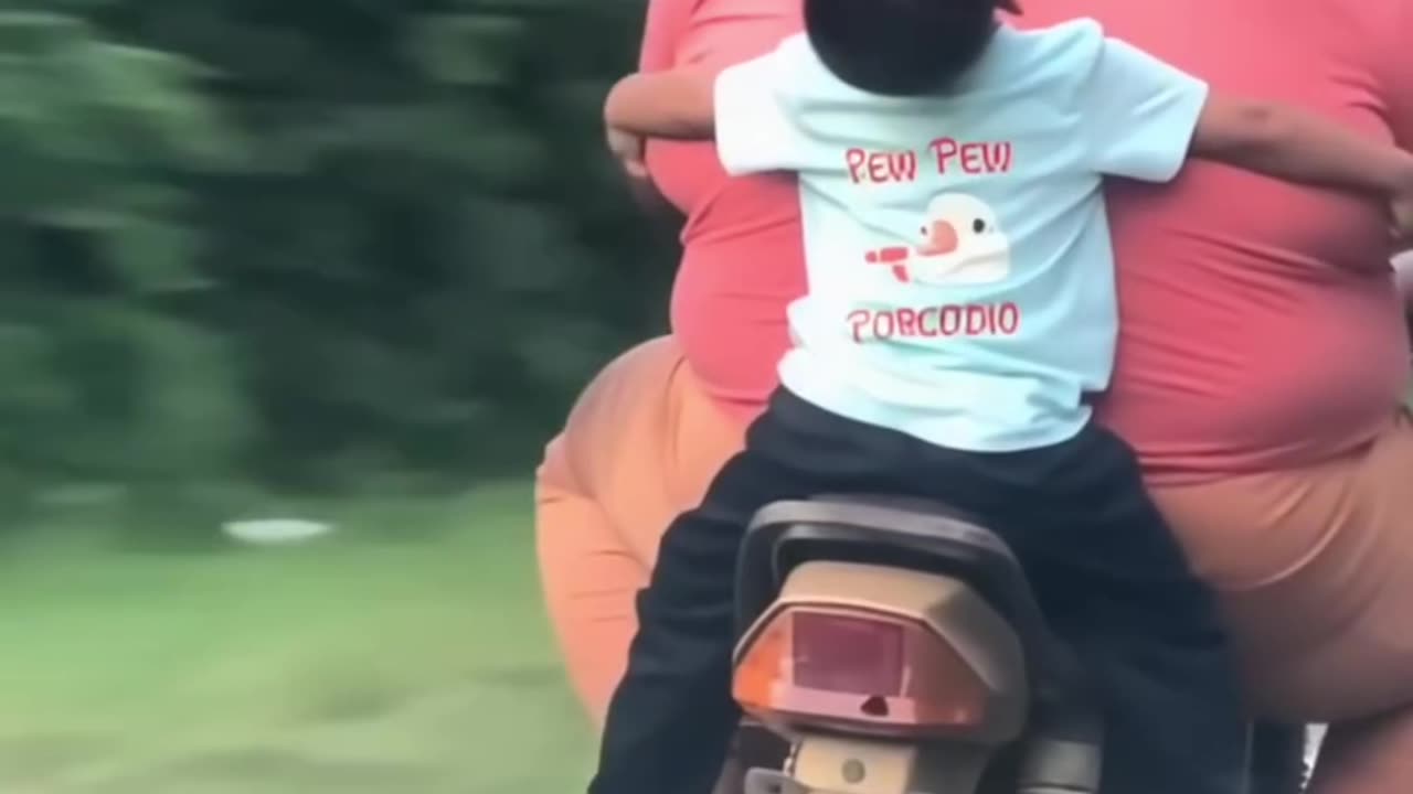 Little boy in motocycle