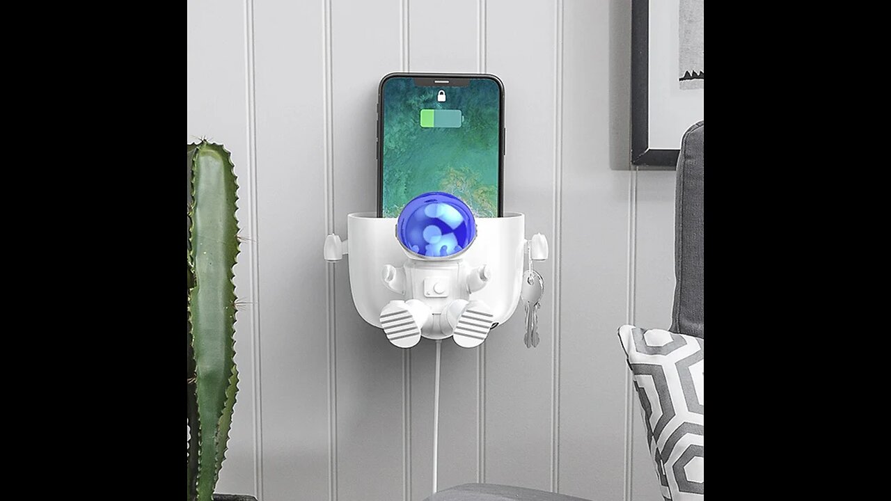 4-in-1 Wall Mount Phone Holder & Organizer with Key Holder Hooks & Separable Design