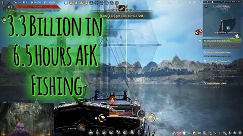 Black Desert Online, 3.3 Billion in 6.5 hours, AFK fishing in Bukpo Sea. New location.