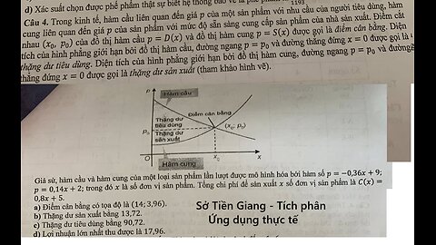 Sở Tiền Giang: Trong kinh tế, hàm cầu liên quan đến giá p của một sản phẩm với nhu cầu của người
