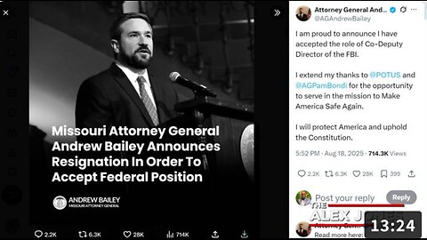 IT'S ON!!! The Trump Admin Just Tapped The Hardcore Patriot AG Of Missouri To Be The Co-Deputy FBI Director & Lead The Fight Against The Deep State!