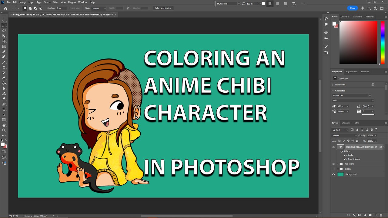 Coloring an Anime Chibi Character in Photoshop