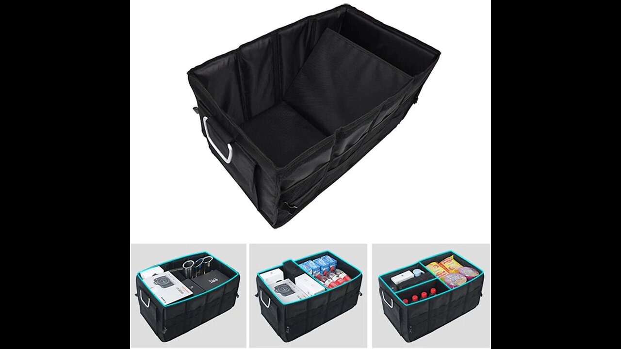 Multifunctional Foldable Car Trunk Storage Box, with 50.32L Large Capacity, Detachable Partition