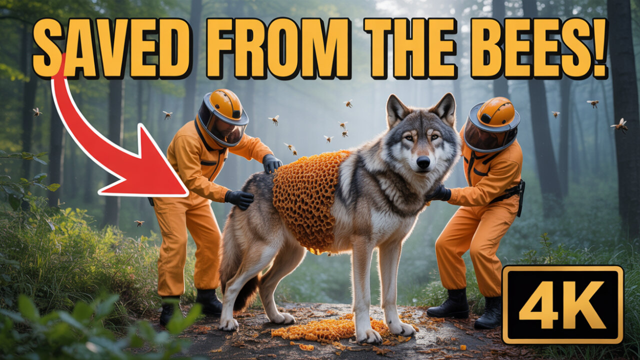 Rescue Team Saves Wolf Covered in Honeycomb and Bees
