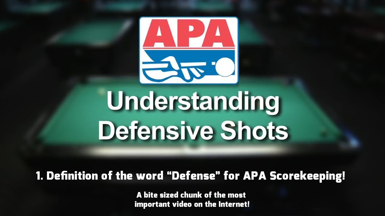 Defensive Shots - Ep. 1 - Defensive Shots and APA Scorekeeping