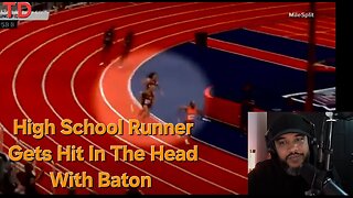 High School Runner Gets Hit In The Head With Baton