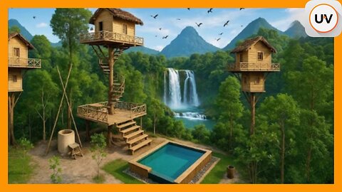 Amazing L@@K! Tree House w/ Pools Built by 2 Men by Hand Unbelievable! NO TOOLS!!! 6mos. in 30min.