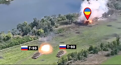 Two T 90 Face Ukrainian Brigade Alone, Head on