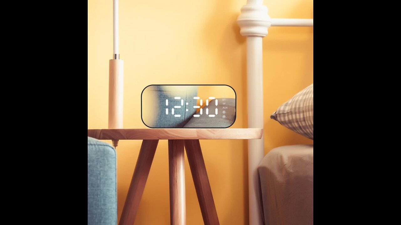 3-in-1 Wireless Bluetooth Speaker with Subwoofer, Alarm, Mirror Clock & Thermometer, for Home Office