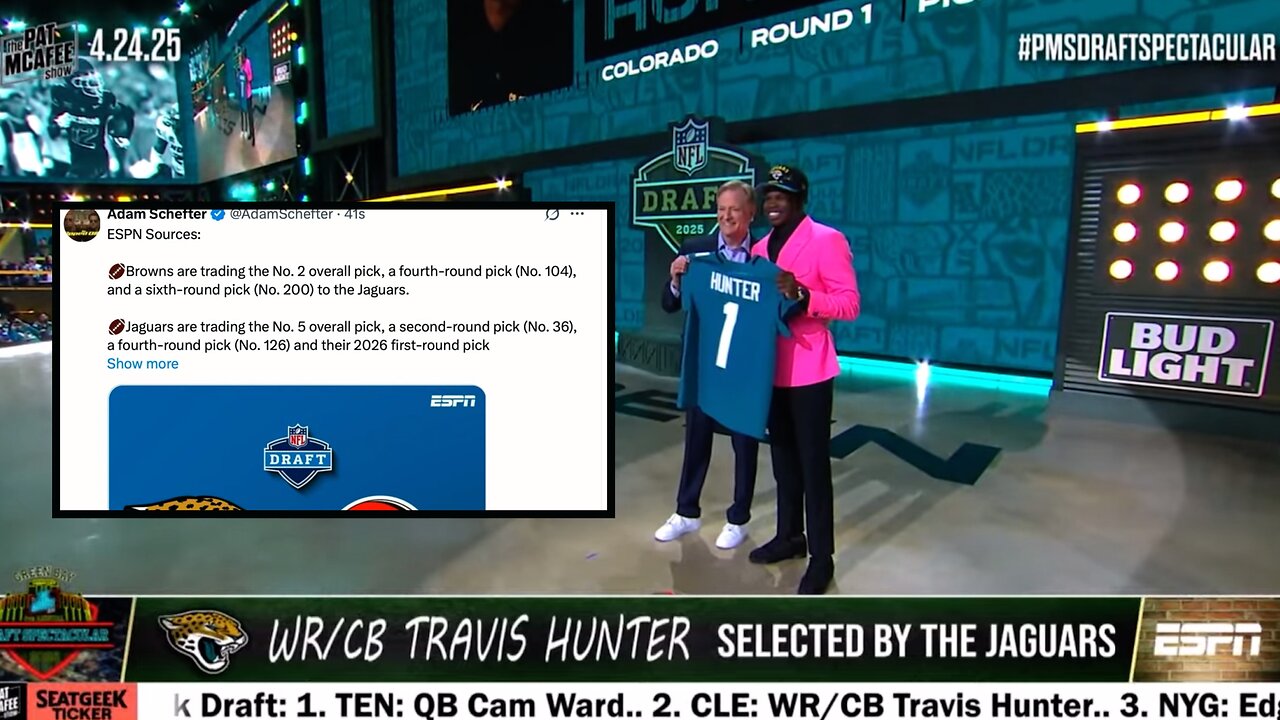 Browns Trade 2nd Overall Pick to Jaguars and Draft Travis Hunter - Pat Mcafee Show NFL Draft
