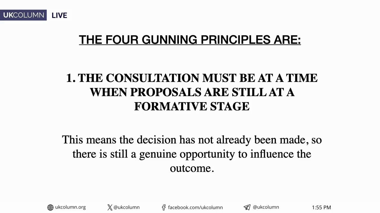 The Gunning Principles: Holding Government to Account on Public Consultation | UK Column News