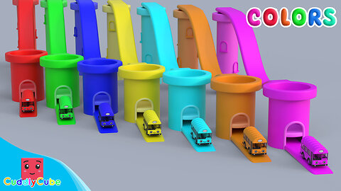 learn colors with slide and more | Learn Colors with Sliding Buses | CuddlyCube