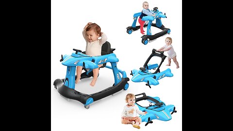 6-in-1 Foldable Baby Walker with Adjustable Height & Speed,
