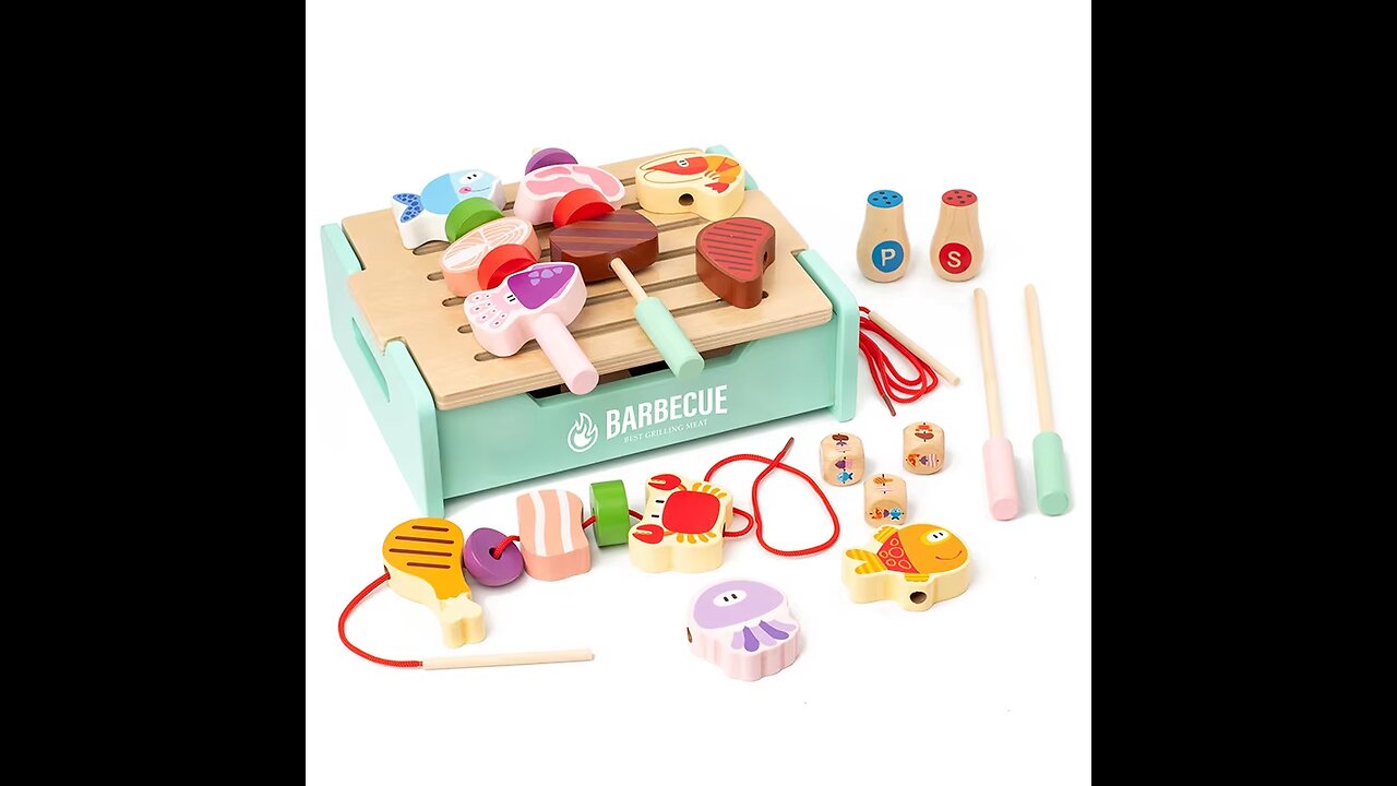 Wooden Play Barbecue Kids Grill Playset