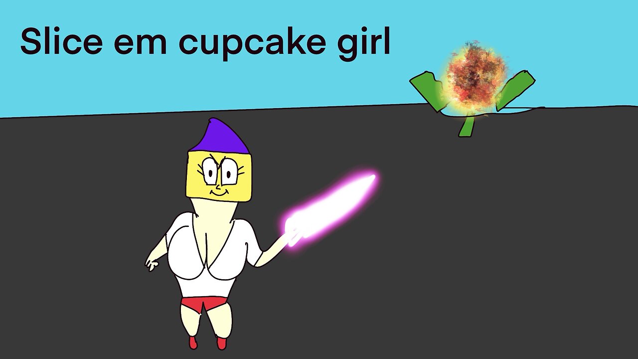 Cupcake girl slicing enemy bots