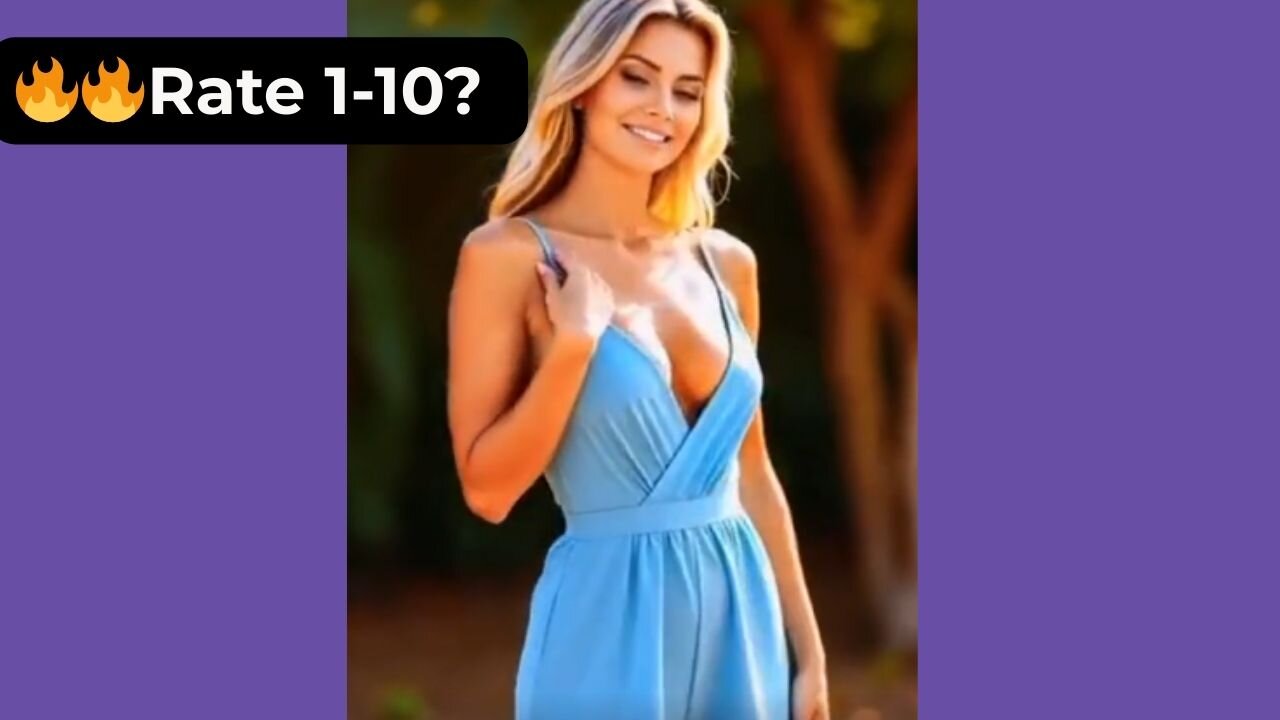 🔥 Rate Her Body in This Baby Blue Shorts Playsuit 1-10? 😍 Supermodel 4K