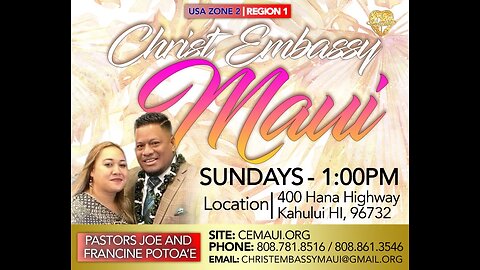 Christ Embassy Maui Pastor / Man of God Joseph Potoa'e - "Greater is Jesus Who is within us" 1Jn 4:4