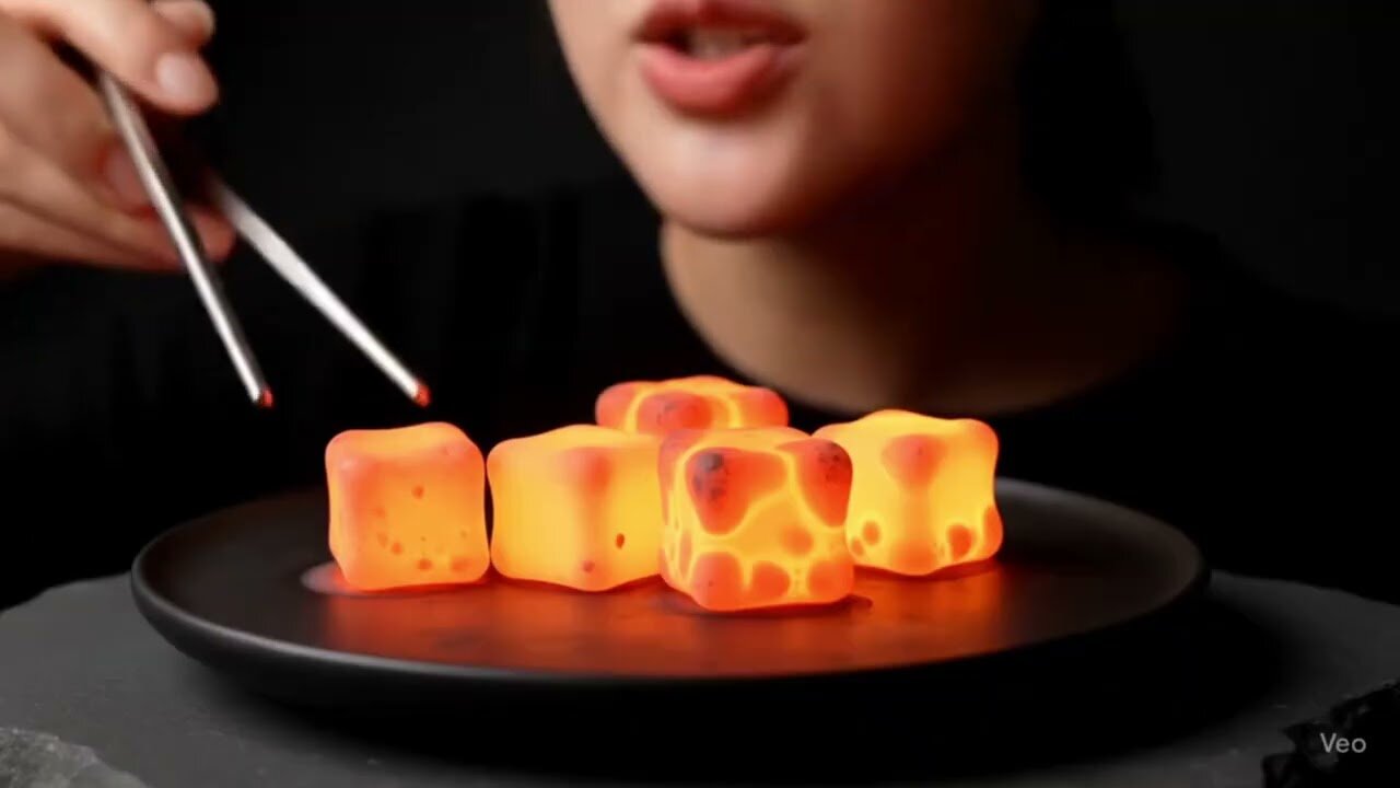 1 Hour of Satisfying AI ASMR Eating Lava Food! - AI ASMR Lava Eating Compilation