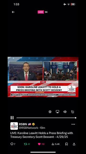 RSBN White House briefing 29/04/2025 : Trumps 100 days in office