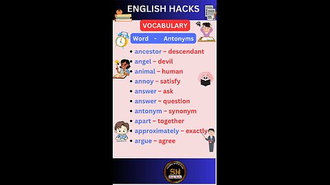 Most important daily use vocabulary with Antonyms 01 #studyhacks123 #vocabulary #english #shorts