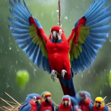 Parrot Parents Brave the Rain to Protect Their Babies – Heartwarming Nature Story