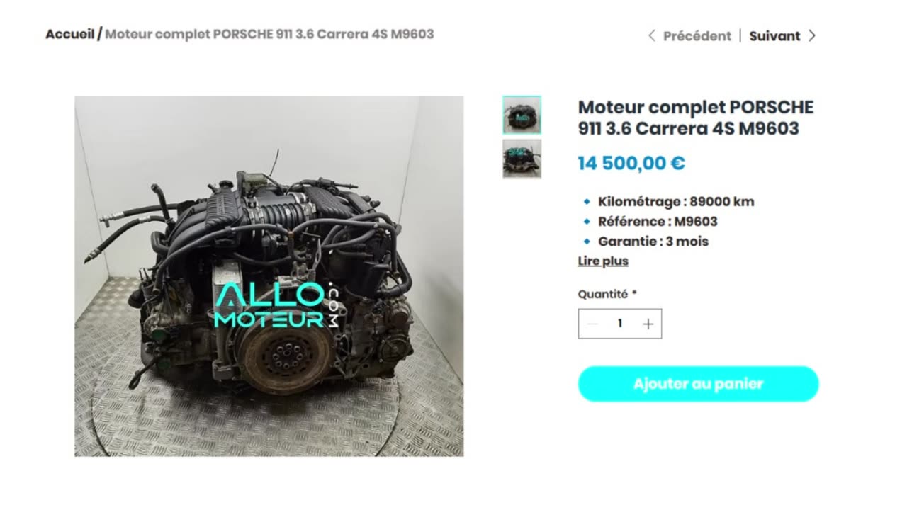 ALLOMOTEUR.COM - Moteur complet PORSCHE 911 3.6 Carrera 4S M9603