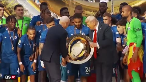 MetLife Stadium NJ President Trump presents the FIFA World Cup to Chelsea after they beat France