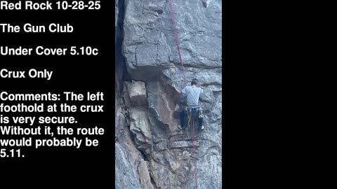 Red Rock TR Climbing Beta Series E53 (2025): The Gun Club: Under Cover (5.10c)