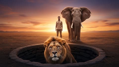 Elephant Saves Lion From Well! Incredible Rescue