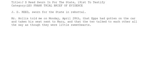 J. D. Reed — Sworn In for the State — 191st Witness to Testify