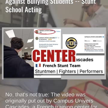 Fact Check: Stunt School Video Shows French Teacher Using Martial Arts Against Bullying Students