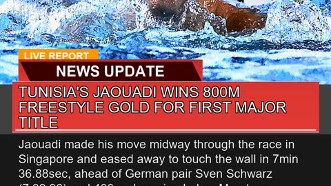 Tunisias Jaouadi Wins 800m Freestyle Gold for Fir