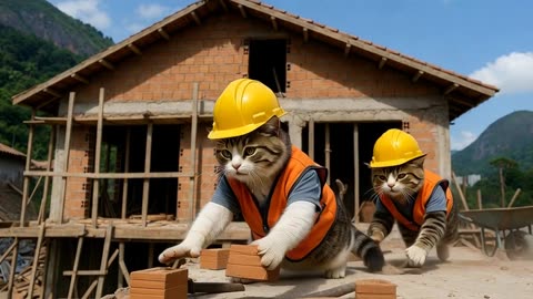 Funny Cats at Work 😂🐱 | This Went Totally Wrong!” “Cats Trying to Work on a Construction