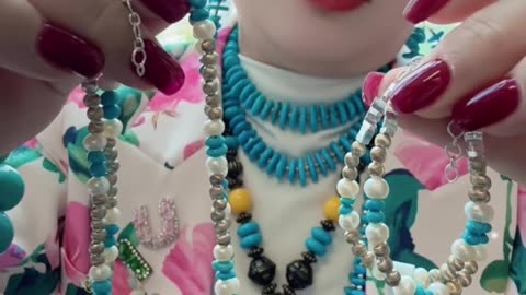 20250701-3 Sleeping Beauty Turquoise & Natural Pearl Set: Worn Blues Dream