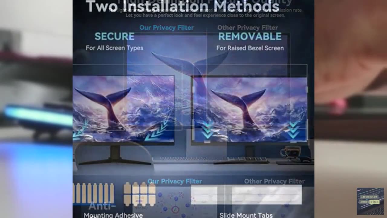 [2-Pack] 24 Inch Computer Privacy Screen Filter for 16:9 Widescreen Monitor, Rem