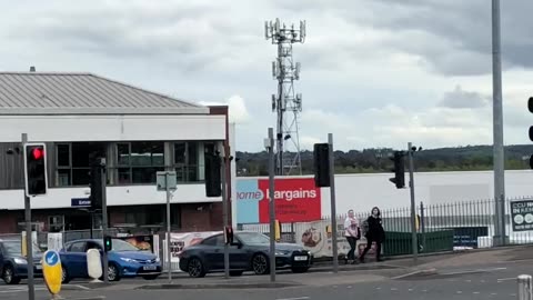 5G mast array Blackstaff Road. View from Sliabh Mor Heights, Andersontown Belfast 15/04/2025