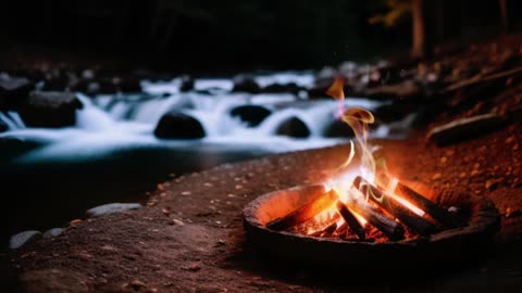 Relaxing Campfire by a Lake at Sunset in HD, Stress Relief, Meditation & Deep Sleep mp4